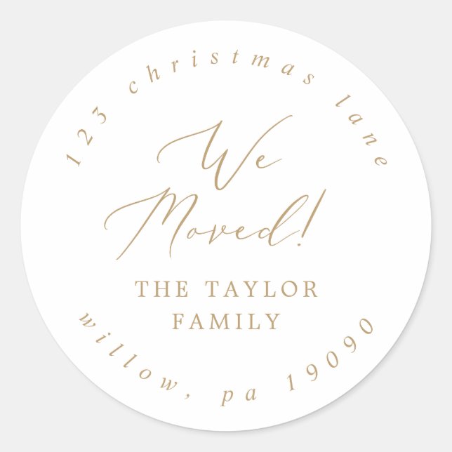 Sticker Rond Delicate Gold Nous avons déplacé Circulaire Adress (Devant)