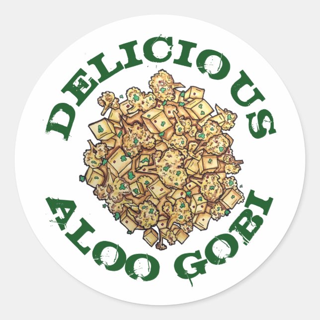 Sticker Rond Délicieux Aloo Gobi Indian Food Cauliflower Curry (Devant)