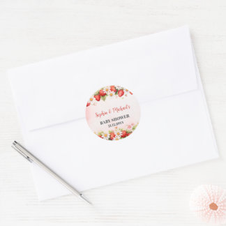 Sticker Rond Délicieux haut de cupcake pour Baby Shower Berry