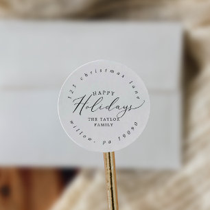 Sticker Rond Delicy Happy Holidays Circular Adresse de retour