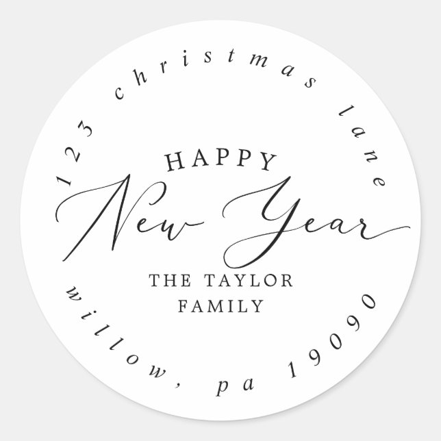 Sticker Rond Delicy Happy New Year Circular Return Adresse (Devant)