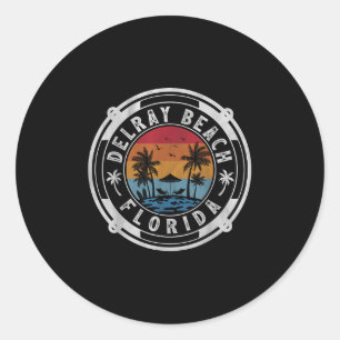 Sticker Rond Delray Beach Floride Vacances d'été Vintage Sunse