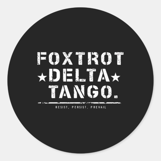 Sticker Rond Delta du Foxtrot Tango - Typographie tactique mili (Devant)