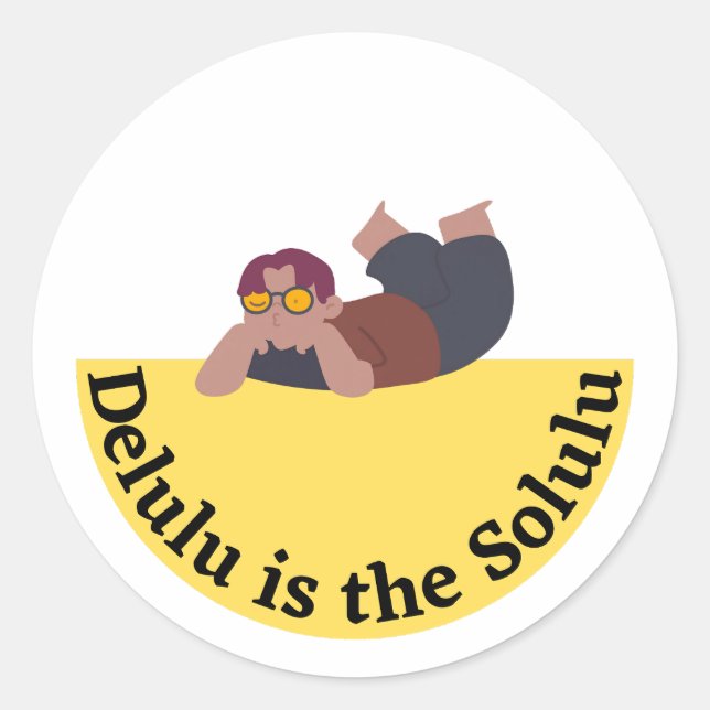 Sticker Rond Delulu est la conception de mème drôle Solulu (Devant)