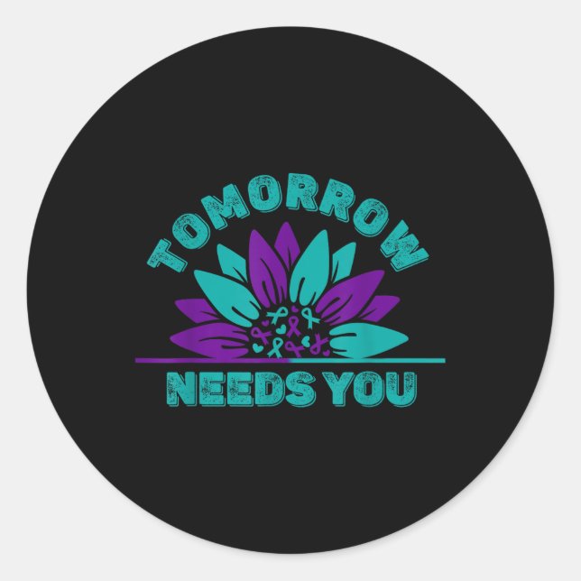 Sticker Rond Demain a besoin de vous Ruban de sensibilisation à (Devant)