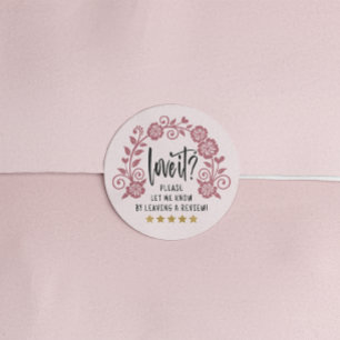 Sticker Rond Demande d'évaluation du Rose Floral Gold & Pink