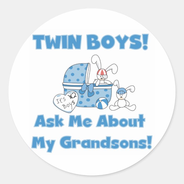 Sticker Rond Demander à propos de My Twin Grandsons (Devant)