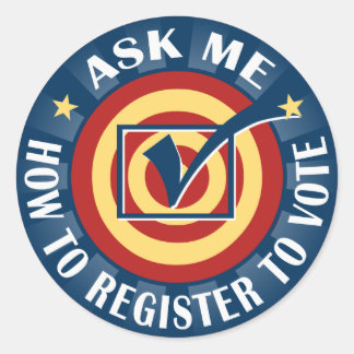 Sticker Rond Demandez-moi comment m'inscrire pour voter