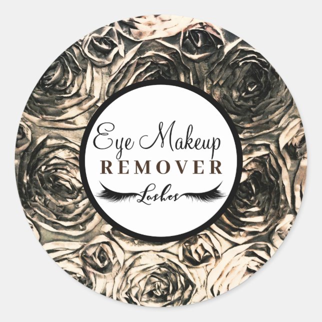 Sticker Rond Démaquillant Beauté Roses Gold Glamour (Devant)