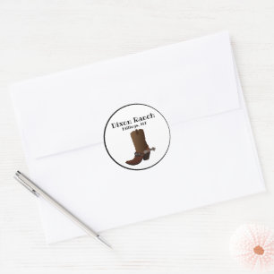 Sticker Rond Démarrage de Cowboy sur mesure Ranch City State