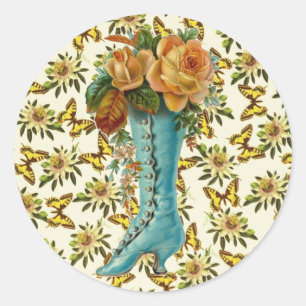 Sticker Rond Démarrage floral vintage