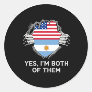 Sticker Rond Demi-Américain moitié Argentine Usa Argentine Drap