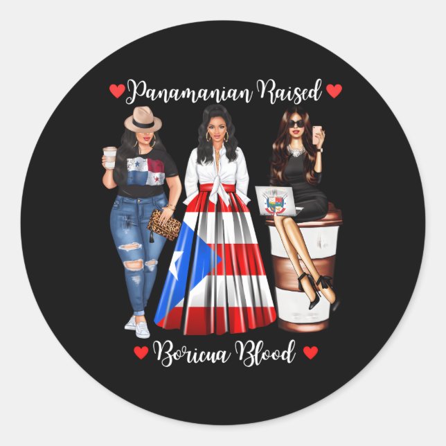 Sticker Rond Demi-Boricua Demi-Panaian Fort À Boricua Panama (Devant)