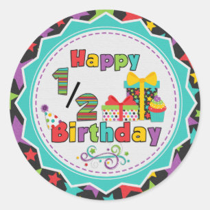 Sticker Rond Demi d'autocollants d'anniversaire