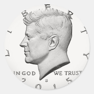 Sticker Rond Demi-dollar John Fitzgerald Kennedy