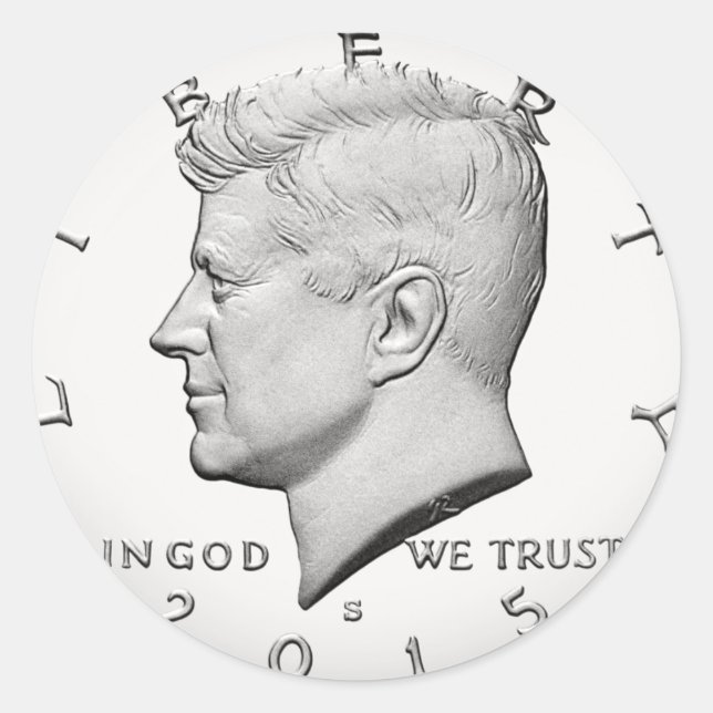 Sticker Rond Demi-dollar John Fitzgerald Kennedy (Devant)
