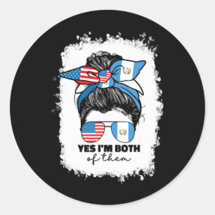 Sticker Rond Demi-Guatémaltèque et Américain Drapeau Guatemala