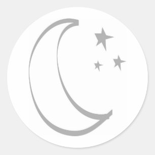 Sticker Rond Demi-lune avec étoiles stylisées
