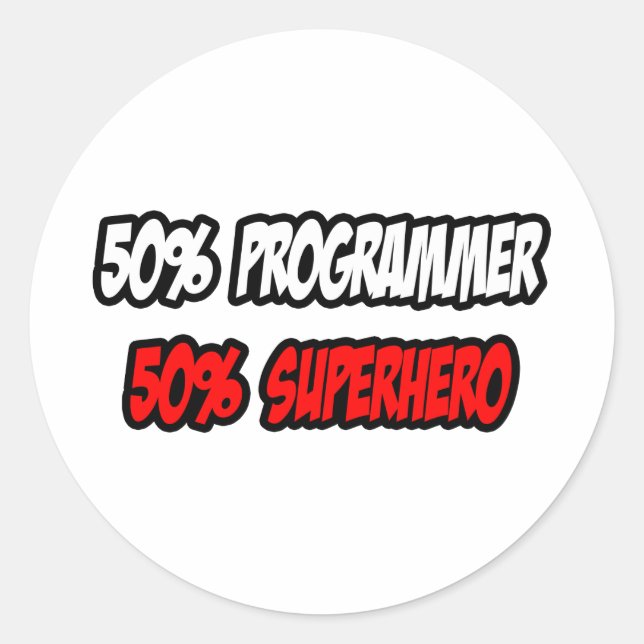Sticker Rond Demi-programmeur...Demi-Superhero (Devant)