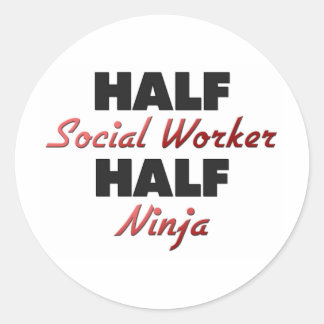 Sticker Rond Demi-travailleur social Demi-Ninja