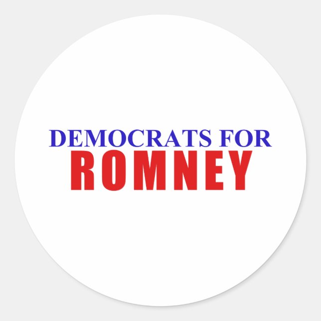 Sticker Rond Démocrates pour Romney (Devant)