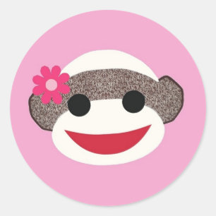 Sticker Rond Demoiselle de honneur rose de singe de chaussette