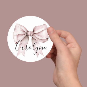 Sticker Rond Demoiselle d'honneur nom rose Elle se marie