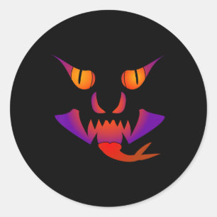 Sticker Rond Demon Jack-o'-lantern