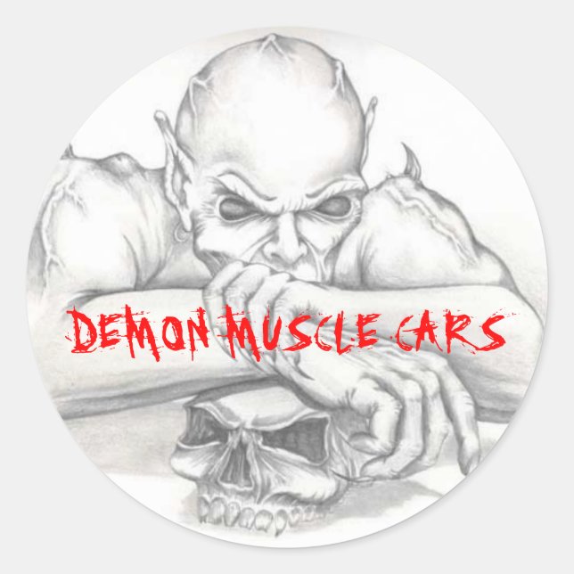 STICKER ROND DEMON STICKER, DEMON MUSCLE CARS (Devant)