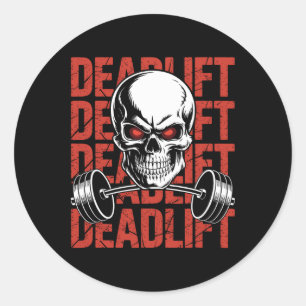 Sticker Rond Démontage Skull Skeleton Exercice Powerlifting Gym