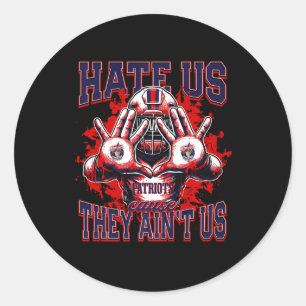Sticker Rond Denbigh Patriots Logo Nous haïssent parce qu'ils n