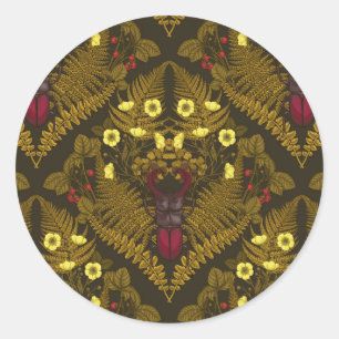 Sticker Rond Dendroctones et fougères