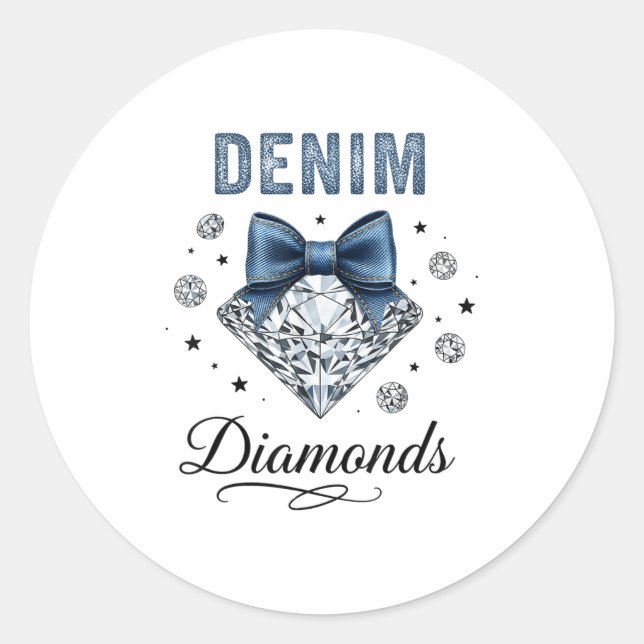 Sticker Rond Denim And Diamonds Western Graphic Tee For Girls W (Devant)