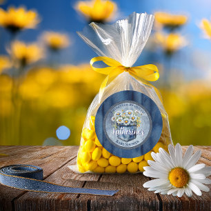 Sticker Rond Denim Blue Jean   Baby shower floral de Daisies