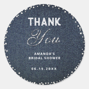 Sticker Rond Denim Diamonds Paillettes Strass Mariage Remerciem