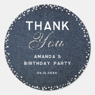Sticker Rond Denim Diamonds Parties scintillant Rhinestones Chi