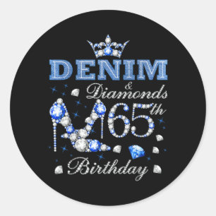Sticker Rond Denim et Diamants 65e Anniversaire Talons Hauts Co