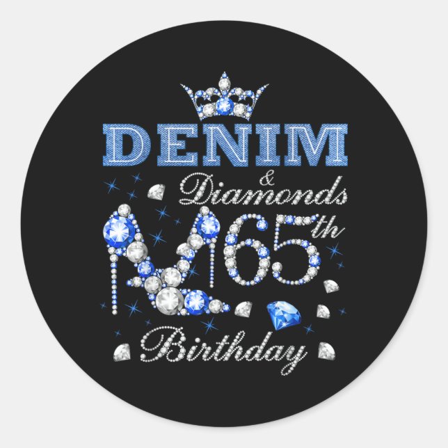 Sticker Rond Denim et Diamants 65e Anniversaire Talons Hauts Co (Devant)