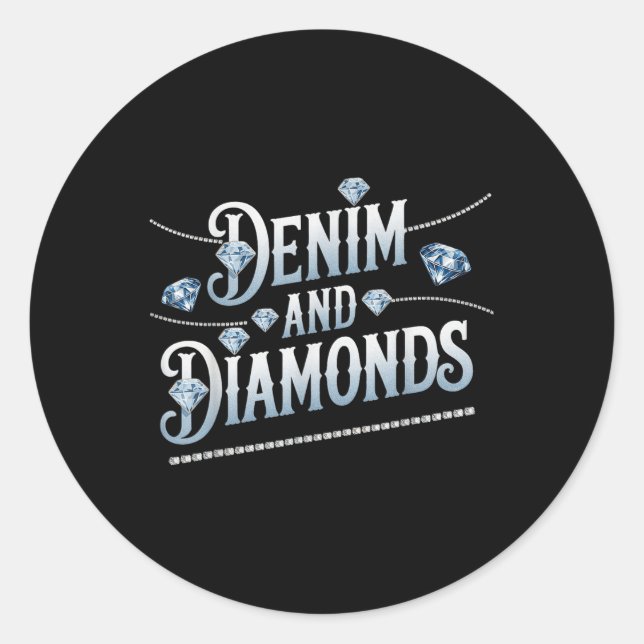 Sticker Rond Denim Et Diamonds Mode tendance (Devant)