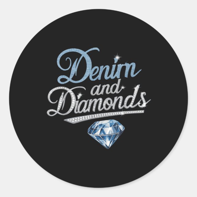 Sticker Rond Denim Et Diamonds Mode tendance (Devant)