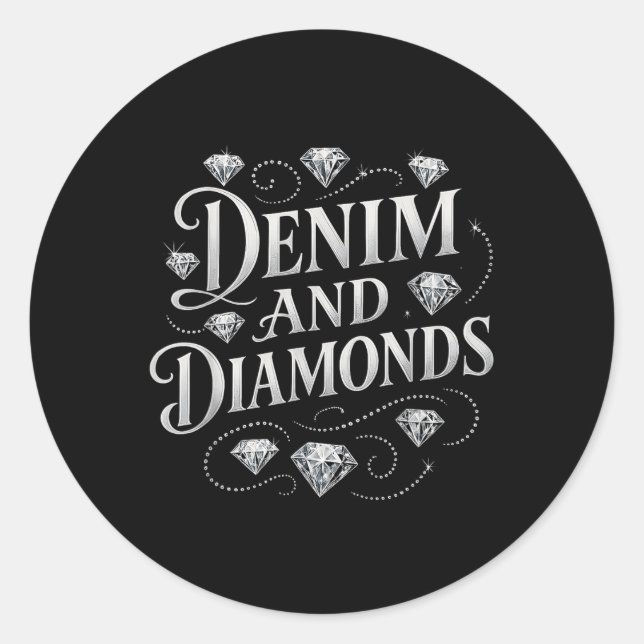 Sticker Rond Denim Et Diamonds Pays Chic Bacheloret Occidental (Devant)