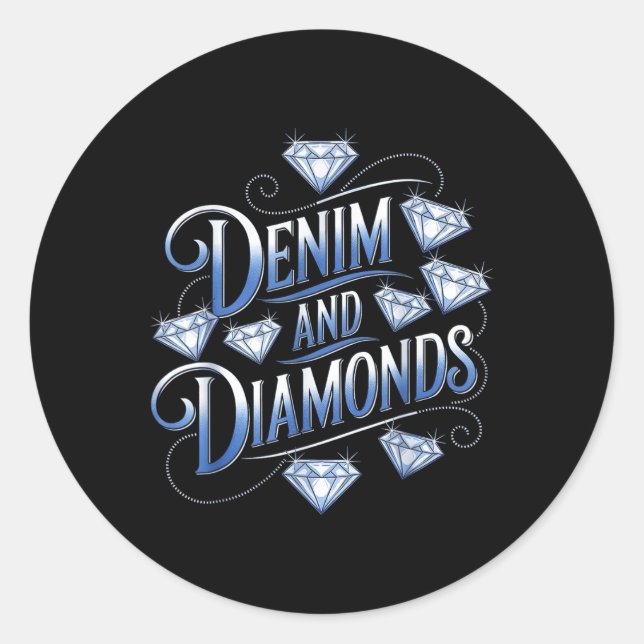 Sticker Rond Denim Et Diamonds Pays Ouest Bachelorette Pa (Devant)
