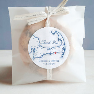 Sticker Rond Dennis Port Cape Cod Carte Merci Mariage Faveur