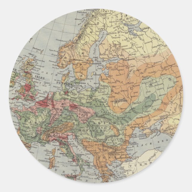 Sticker Rond Densité démographique | Carte européenne (Devant)