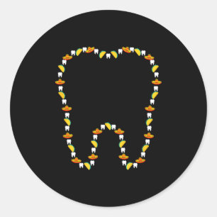 Sticker Rond Dent drôle Cinco de Mayo dentiste chapeau dentaire