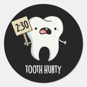Sticker Rond Dent Hurty Dental Pun Dark BG