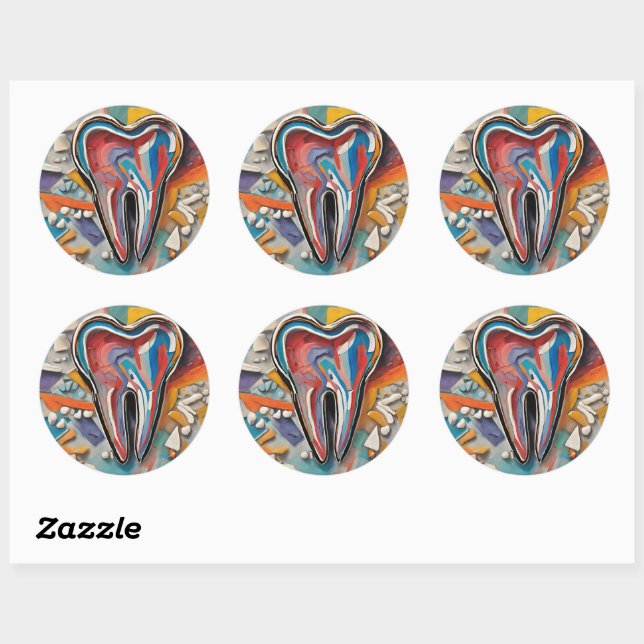 Sticker Rond Dent multicolore (Feuille)