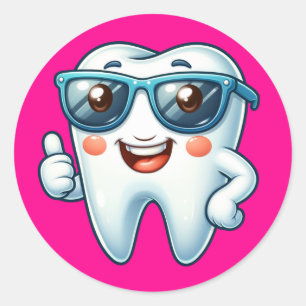 Sticker Rond dent rose