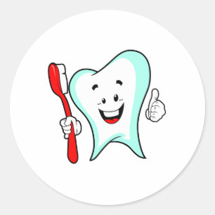 Sticker Rond Dental Care Happy Tooth