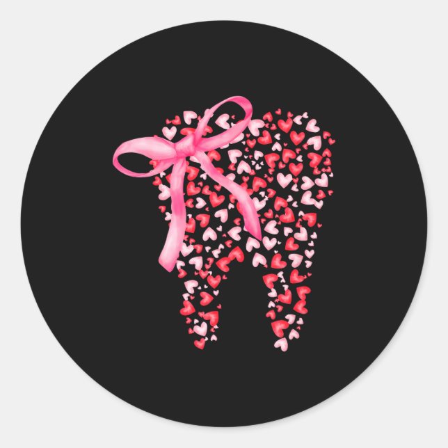 Sticker Rond Dental Squad Valentines Cute Heart Teeth Dental Hy (Devant)